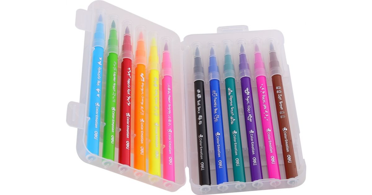 Felt Pen with soft head Deli Color Emotion 12 Colors · Stationery